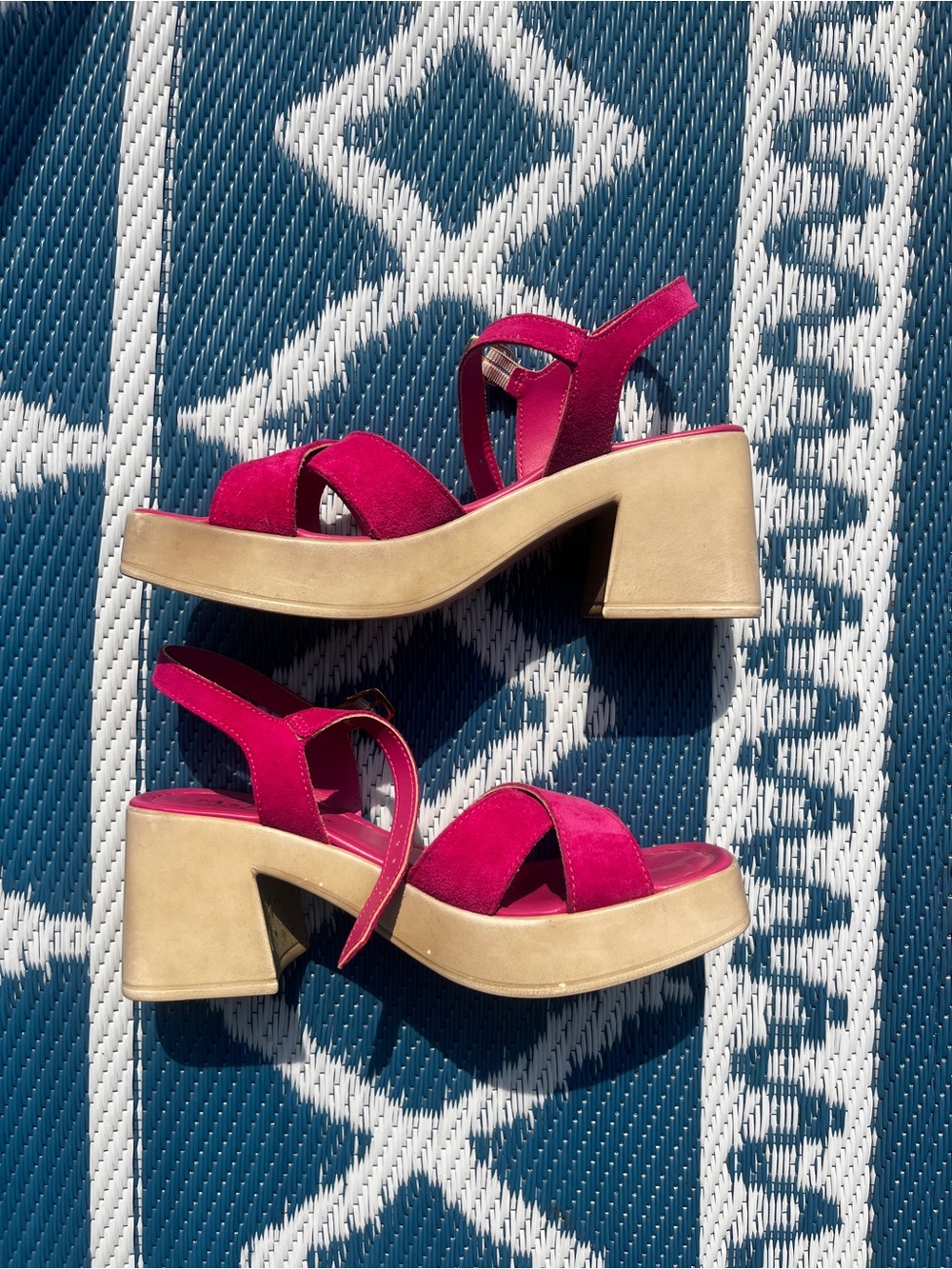 Women’s Red Strappy Block Heel Sandals